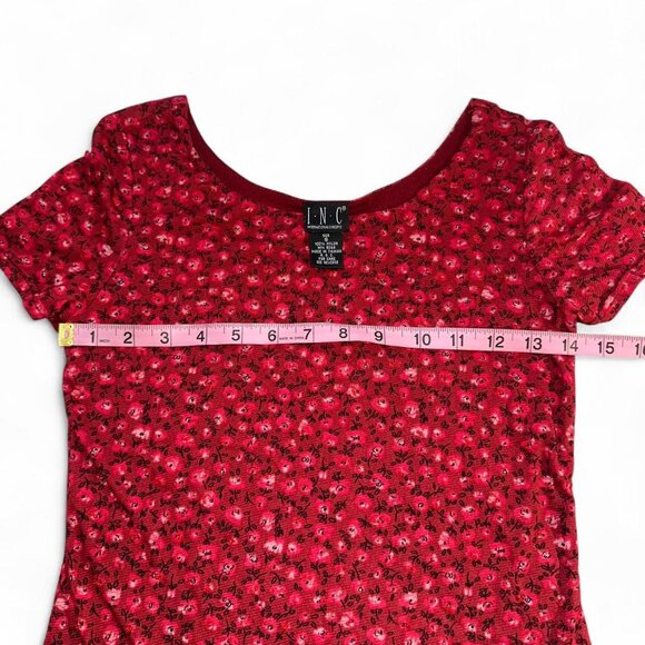Vintage red floral and beaded mesh baby tee - Picture 8 of 8